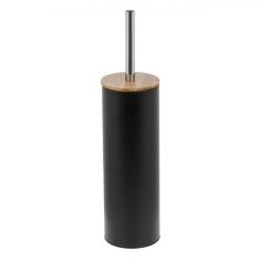 Perie WC, Metalică, Bază Dreaptă, Culoare Negru, Detaliu Bambus, &Icirc;nălțime 39 cm
