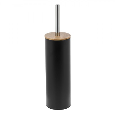 Perie WC, Metalică, Bază Dreaptă, Culoare Negru, Detaliu Bambus, &amp;Icirc;nălțime 39 cm foto