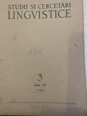 Revista Studii si cercetari lingvistice, anul XVI, nr. 3, 1965 foto