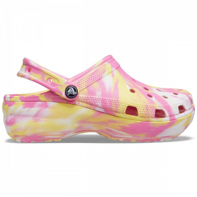 Saboți Crocs Women&amp;#039;s Classic Platform Marbled Clog Roz - Pink Lemonade/Multi foto