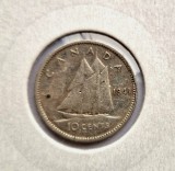 Canada 10 Cents 1941 moneda din argint km # 34 AG. 800 George VI