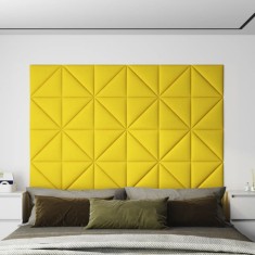vidaXL Panouri de perete 12 buc. galben deschis 30x30 cm textil 0,54m? foto