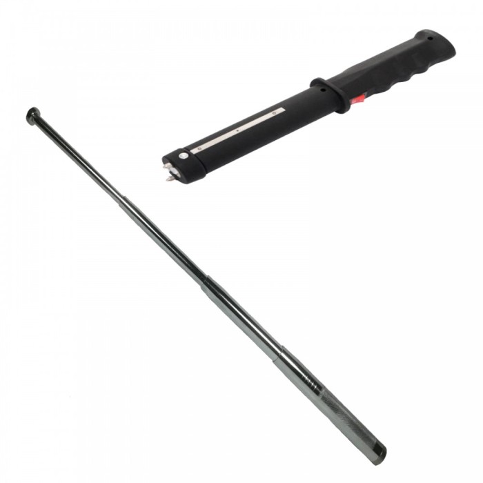 Set doua accesorii autoaparare IdeallStore&reg;, baston electrosoc TW-809 Defence si baston telescopic, 77 cm