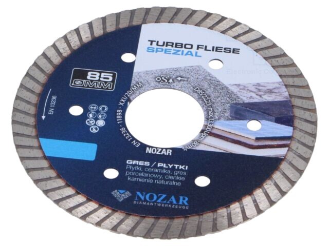 Disc de tăiere diamantat NOZAR DIAMANTWERKZEUGE &Oslash; 85mm, &Oslash; orif 22,23mm