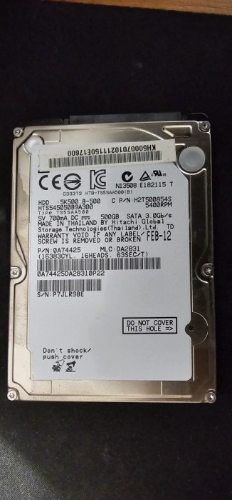 Hard Disk Drive (HDD) 500 GB, SATA , HITACHI , PENTRU LEPTOP , 100% VIATA TESTAT SENTINEL 73 ZILE SI 6 ORE DDE FUNCTIONARE .