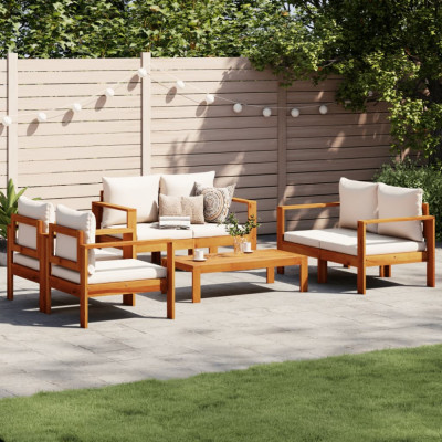 vidaXL Set de canapele de grădină cu perne, 5 buc., lemn masiv acacia foto