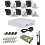 Sistem supraveghere Hikvision HiWatch, 6 camere, 3K 5MP, IR 20m, DVR 8 canele, Accesorii montaj incluse SafetyGuard Surveillance