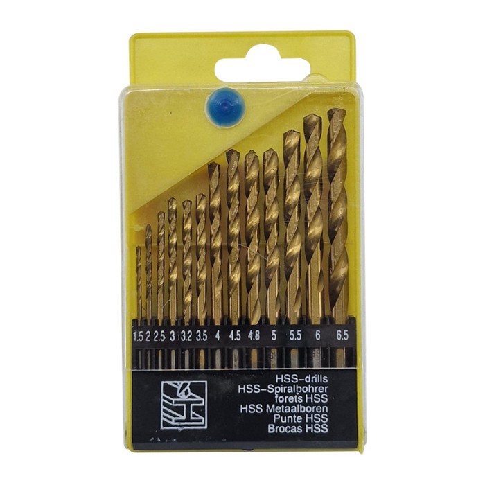 Set 13 burghie HSS Titan, DIN 338, pentru metal, de la 1.5 la 6.5mm, FAE-30767