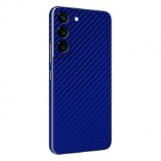Set Folii Skin Acoperire 360 Compatibile cu Samsung Galaxy S22 2 Buc Wrap Skin Texture Carbon Blue