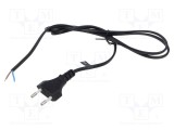 Cablu 2x0,5mm2 CEE 7/16 mufă PVC 1,2m negru 2,5A POS