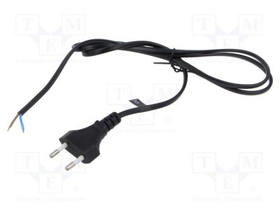 Cablu 2x0,5mm2 CEE 7/16 mufă PVC 1,2m negru 2,5A POS foto