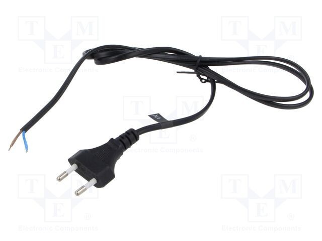 Cablu 2x0,5mm2 CEE 7/16 mufă PVC 1,2m negru 2,5A POS