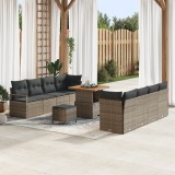 VidaXL Set de canapea pentru grădină cu 11 piese și perne gri, din rattan poliesteric și acacia.
