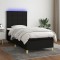 vidaXL Pat cu arcuri, saltea și LED, negru, 90x190 cm, textil 3135399