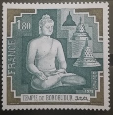 BC117, Franta 1979, serie arta, templu budist, statuia lui Budha foto