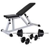 Cumpara ieftin Banca de antrenament cu set de haltere si gantere, 60,5 kg
