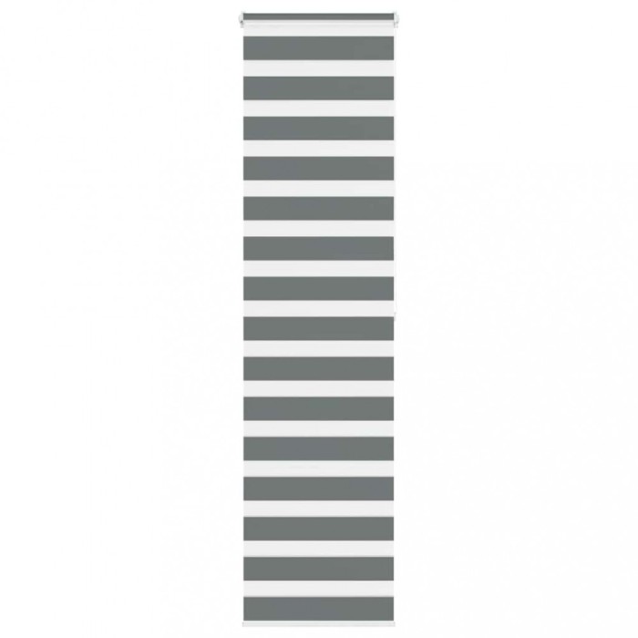 Jaluzea tip zebra gri &icirc;nchis lățime țesătură 60,9 cm poliester