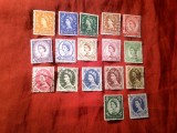 Serie Marea Britanie 1952 Regina Elisabeta I , 17 val. stampilate ( val.11p are pliu)