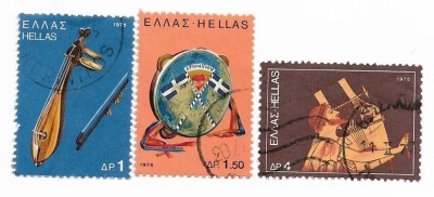 Grecia - Instrumente muzicale - 1975, valori obliterate foto