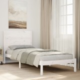 Cadru pat foarte lung fără saltea, alb, 100x220 cm lemn masiv