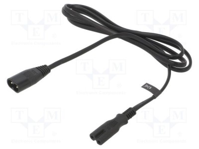 Cablu IEC C7 mamă - IEC C8 tată 1,5m 2x0,5mm2 negru 2,5A POS foto