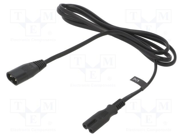 Cablu IEC C7 mamă - IEC C8 tată 1,5m 2x0,5mm2 negru 2,5A POS