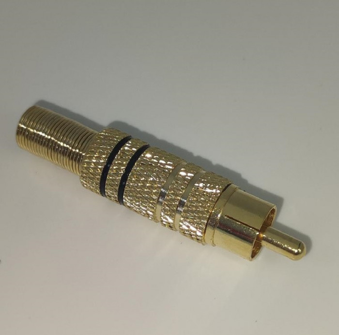 Mufa RCA tata metal inel negru cablu 7mm Goobay