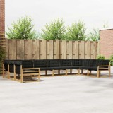 vidaXL Set de canapele de exterior cu pernă 10 pcs Alb și negru 3389118