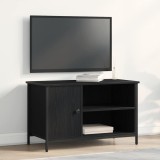 VidaXL Dulap TV, stejar negru, 80x40x50 cm, lemn prelucrat și oțel