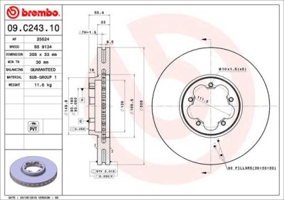 BREMBO 09.C243.10 PRIME LINE Disc frana foto