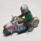MOTOCICLIST - MOTOCICLETA Jucarie veche din tabla litografiata
