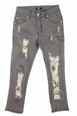 Jeansi strech pentru copii Buffalo, cu talie regular, aspect deteriorat, Gri foto