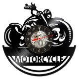 Ceas perete disc vinil handmade Biker Motocicleta 30cm Negru decorativ cadou unic
