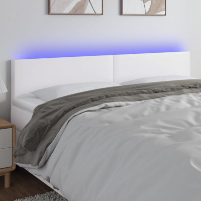Tablie de pat cu LED, alb, 200x5x78/88 cm, piele ecologica GartenMobel Dekor foto