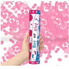 Tun Confetti Gender Reveal cu confetti roz pentru fetita - Boy or Girl