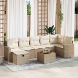 vidaXL Set canapele de grădină, 8 piese, cu perne, bej, poliratan 3325796