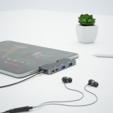 Cumpara ieftin Adaptor 6 in 1 IKATAK, USB-C la HDMI 4k 30HZ, 2 x USB3.0, audio, 2 x USB-C, compatibil Apple iPad Pro
