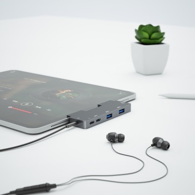 Adaptor 6 in 1 IKATAK, USB-C la HDMI 4k 30HZ, 2 x USB3.0, audio, 2 x USB-C, compatibil Apple iPad Pro foto