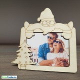Ramă Foto Lemn Crăciun Personalizată - Decoratiune Casa, Tablou Craciun, Cadou Sarbatori - 9.2 x 7.25 cm