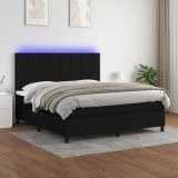 Gossi pat cu arcuri, saltea si led, negru, 160x200 cm, textil