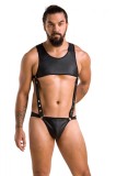 Set 2 Piese Adam din Piele Ecologica cu Capse Metalice, Negru, L/XL, Passion