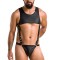 Set 2 Piese Adam din Piele Ecologica cu Capse Metalice, Negru, S/M