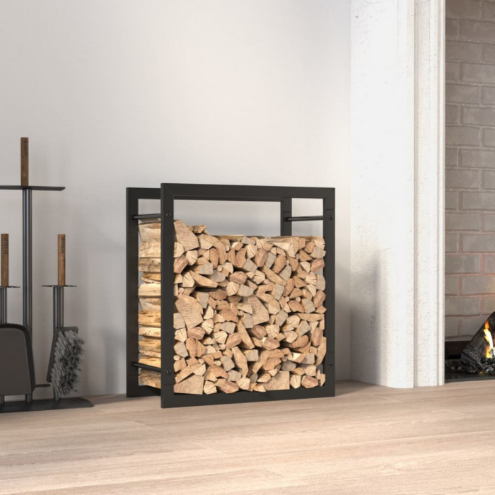 Suport pentru lemne de foc, negru mat, 50x28x56 cm, otel GartenMobel Dekor