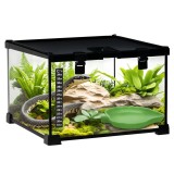 PawHut Terariu &Icirc;nălțat pentru Reptile cu &Icirc;ncuietoare și Ușă pentru Hrănire, 30x30x20 cm, Negru | Aosom Romania