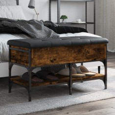 vidaXL Bancă de pantofi, stejar fumuriu, 82x42x45 cm, lemn prelucrat 835194