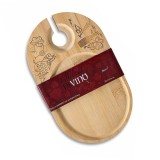 Platou aperitive cu suport pahar vin, lemn cm 25 x 15 H