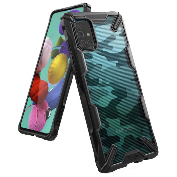 Husa Plastic - TPU Ringke Fusion X Design Camo pentru Samsung Galaxy A51 A515, Neagra XDSG0023