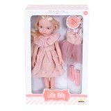 Papusa cu tinuta de schimb, Little Milly, Roz, 33 cm