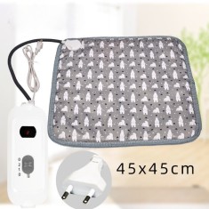 Patura electrica pentru animale de companie, perna pentru caini, 45 x 45 cm, 25W, &nbsp;2 trepte de reglaj perna pentru pisici, anti-alunecare, Gri