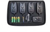 Set 4 Avertizori Pescuit Windblade 515 + Statie + Penar, Volum, Ton, Sensibilitate Reglabile, Anti-Furt